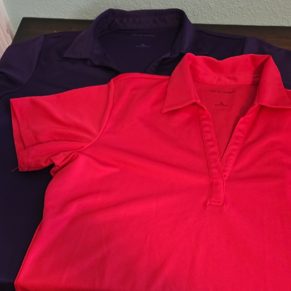 Port Authority Womens Fit Polo Shirts in Pink and Purple